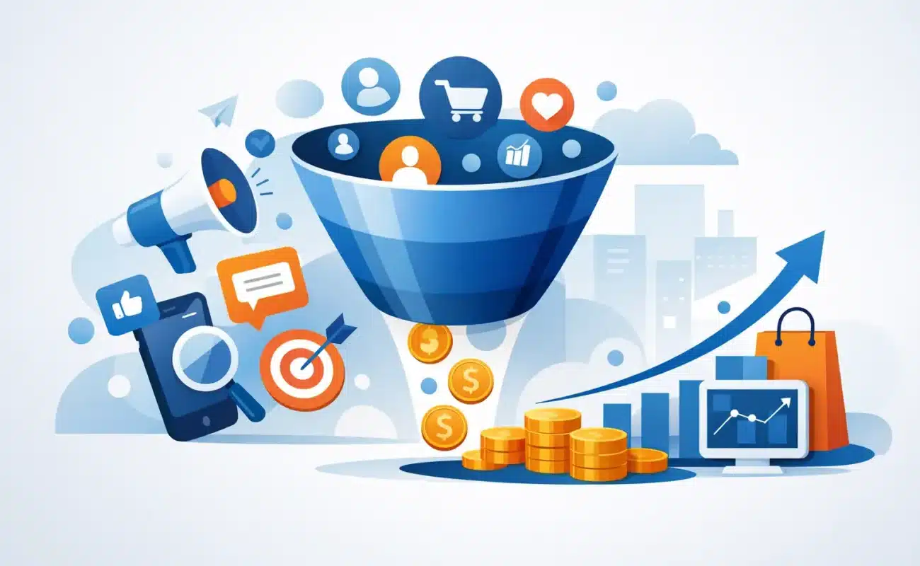 Embudo de conversión digital que genera ventas
