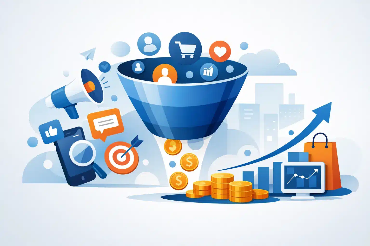 Embudo de conversión digital que genera ventas